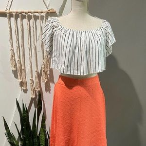 Forever 21 striped crop top off the shoulder NWT